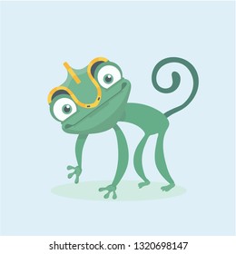 Cute chameleon. Vector illustration.