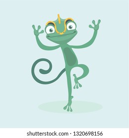 Cute chameleon. Vector illustration.