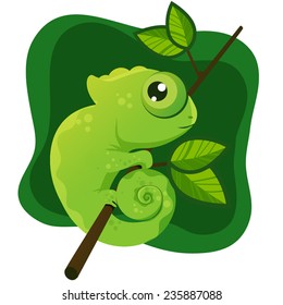 Cute Chameleon. Vector Illustration.