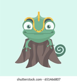 Cute chameleon. Vector illustration.