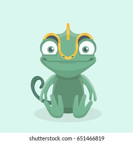 Cute chameleon. Vector illustration.
