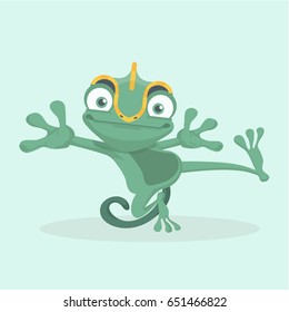Cute chameleon. Vector illustration.
