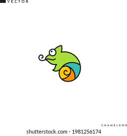 Cute chameleon vector. Isolated animal on white background