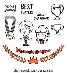 Cute champions illustration set - Vector