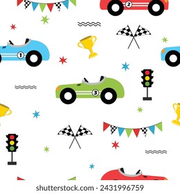 Cute championship racing car pattern for children