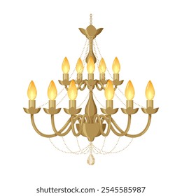 Cute chandelier lighting vector illustration