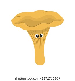 Cute chanterelle mushroom on white background