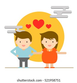 cute character abstract happy people couple and family for love peace and happiness concept idea for valentine and wedding vector illustration flat design