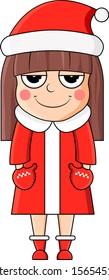 Cute character with admiring emotion, vector illustration. Templates for Christmas and New Year.