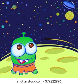 cute character alien vector card