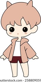 Cute Character with Animal Ears and Jacket