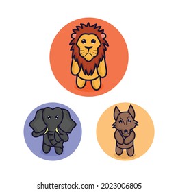 Cute Character Animal Mascot Lion Fox Elephant