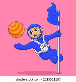 cute character, astronaut illustration, astronaut and planet element, suitable for the needs of social media post elements, flayers, children's books and etc...