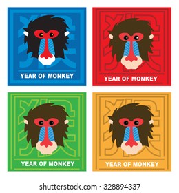 Cute character of baboon for year of monkey 