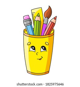 Cute character. Back to school. Colorful vector illustration. Cartoon style. Isolated on white background. Design element. Template for your design, books, stickers, cards, posters, clothes.