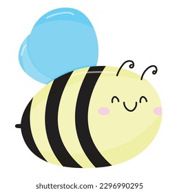Cute character bee. Vector isolated on white.