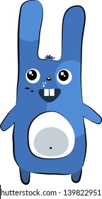 Cute character, blue rabbit with a smile