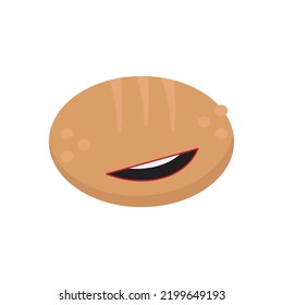Cute Character Bread Smile Cartoon. Illustration Food