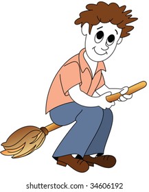 A cute character - Broom man teaching you the importance of cleanliness.