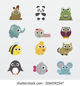 Cute character bundles of various animals with cute and colorful expressions, perfect for illustration and animation