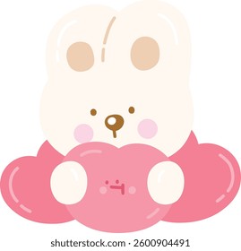Cute Character Bunny in Love with Heart