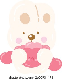 Cute Character Bunny in Love with Heart