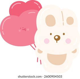 Cute Character Bunny in Love with Heart