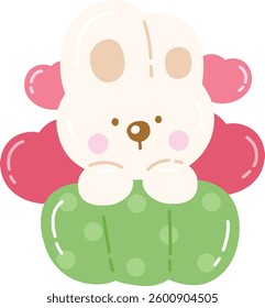 Cute Character Bunny in Love with Heart