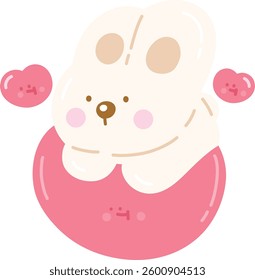 Cute Character Bunny in Love with Heart