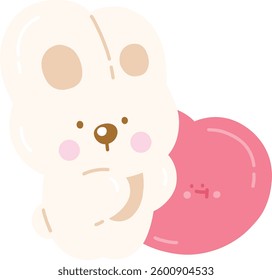 Cute Character Bunny in Love with Heart