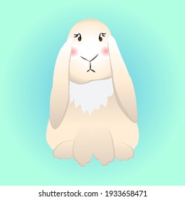 Cute character bunny rabbit on a blue background.
