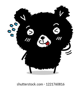 Cute Character Cartoon Black Bear, bashful face, so shy, vector illustration.