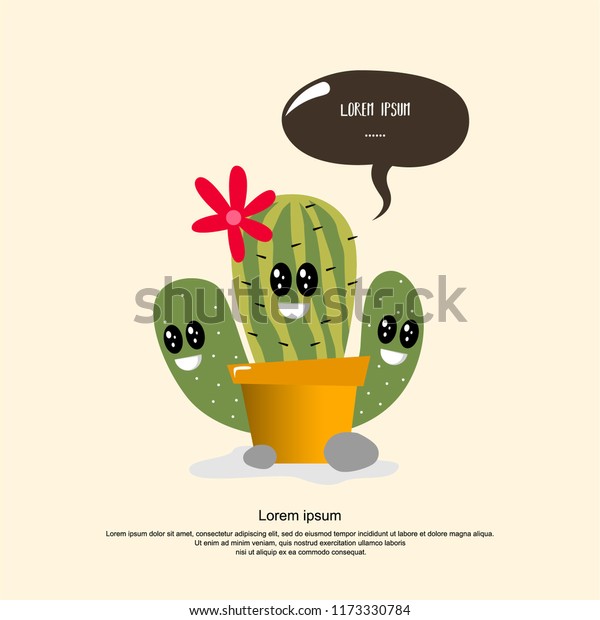 Cactus Joli Dessin Anime Dans Une Image Vectorielle De Stock Libre De Droits