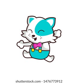 Cute character cartoon cat jumping