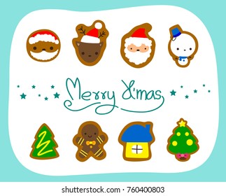 Cute Character Cartoon Christmas Elements collection, Santa Claus, Snowman, Reindeer and elf , Vector Illustrations.