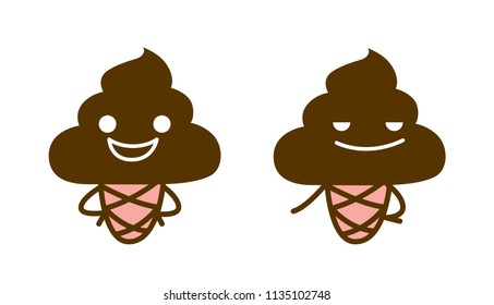 Cute Character Cartoon Collection of  ice cream on white Background, Happy, Vector Illustration.