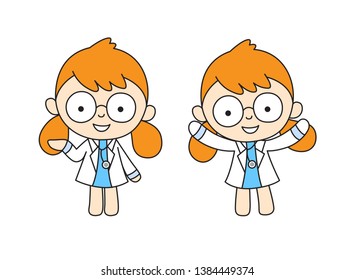 Cute Character Cartoon Doctors on a white background. Vector illustration character design