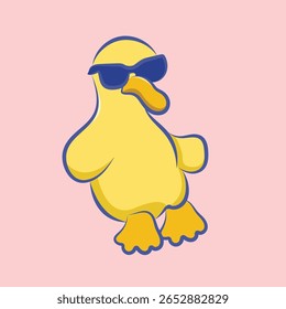 cute character cartoon duck wear glasses vector 