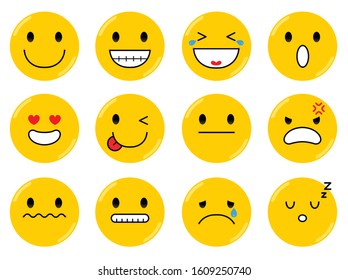 Cute Character Cartoon Emojis, Emoticon Set.Vector