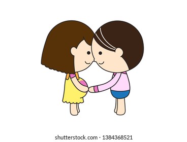 Cute Character Cartoon Happy family, Man and Pregnant Woman with Love, Vector illustration, character design 