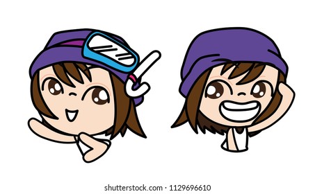 Cute Character Cartoon Happy Kids Good feeling on white Background, Tourist, Looking, going, Vector Illustration.