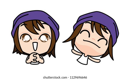 Cute Character Cartoon Happy Kids Good feeling on white Background, Tourist, Fly, Please, Vector Illustration.