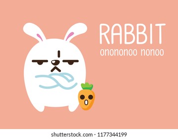 Cute Character Cartoon Happy Rabbit  on Pink Background, Cute Animal, Vector Illustration