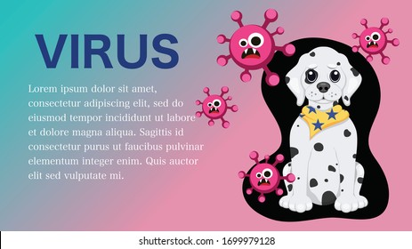 Cute Character Cartoon Little Dog wearing a mask for protection from Coronavirus (COVID-19).Virus protection using medical masks vector.Vector dog wear mask for protect itself .