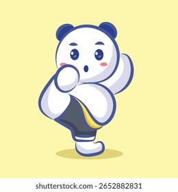 bonitinho personagem de desenho animado panda aprender artes marciais vetor design para elemento, adesivo