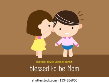 Cute Character Cartoon, pregnant woman character vector design