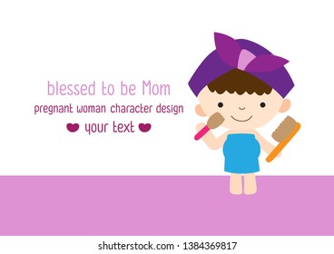 Cute Character Cartoon Pregnant Woman taking a Bath, vector illustration, character design.
