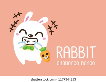 Cute Character Cartoon Rabbits on Old Rose Background, Kidding, Happy, Cute Animal, Vector Illustration.