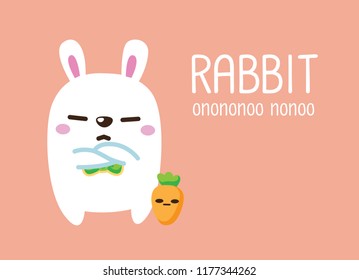 Cute Character Cartoon Rabbits on Old Rose Background, Thinking, Cute Animal, Vector Illustration.