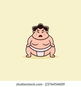 cute character cartoon sumo angry